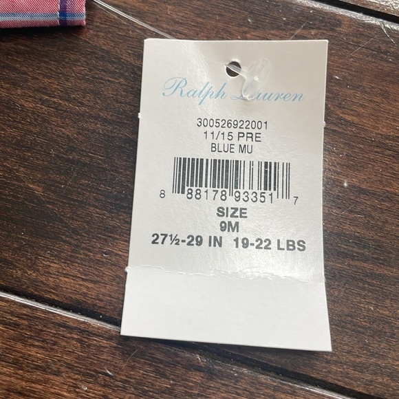 Ralph Lauren Baby Boys Classic Plaid Coverall One piece Blue Multicolor 9M NEW - Picture 4 of 10